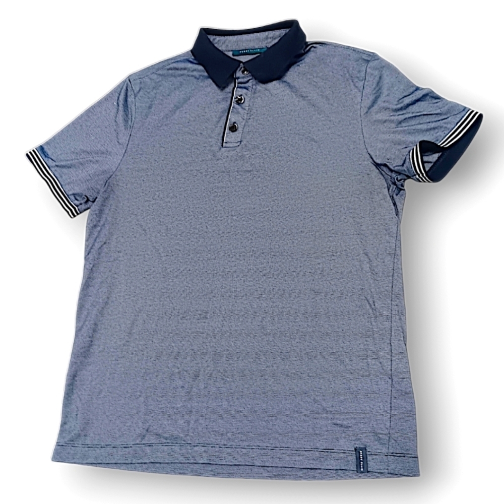 Perry Ellis Mens Small Blue Short Sleeve Polo Shirt